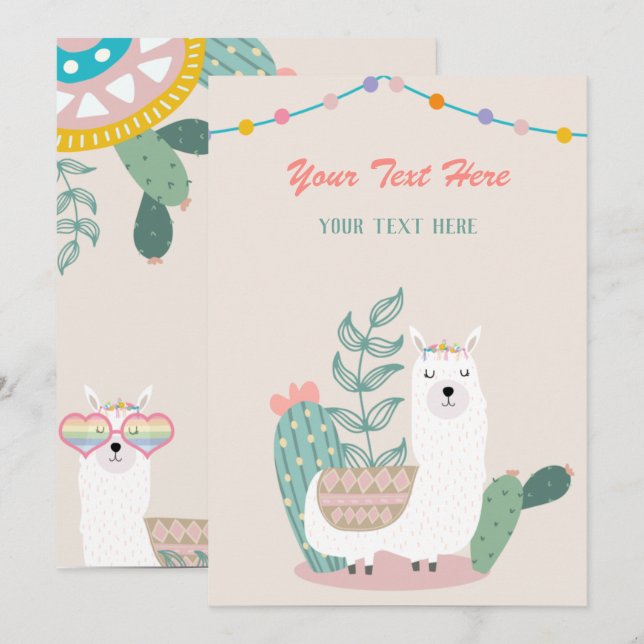 Llama Any Event  Invitation (Front/Back)
