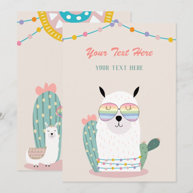 Llama Any Event  Invitation (Front/Back)