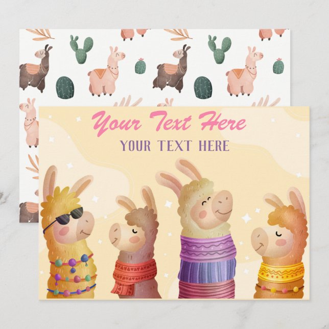 Llama Any Event  Invitation (Front/Back)