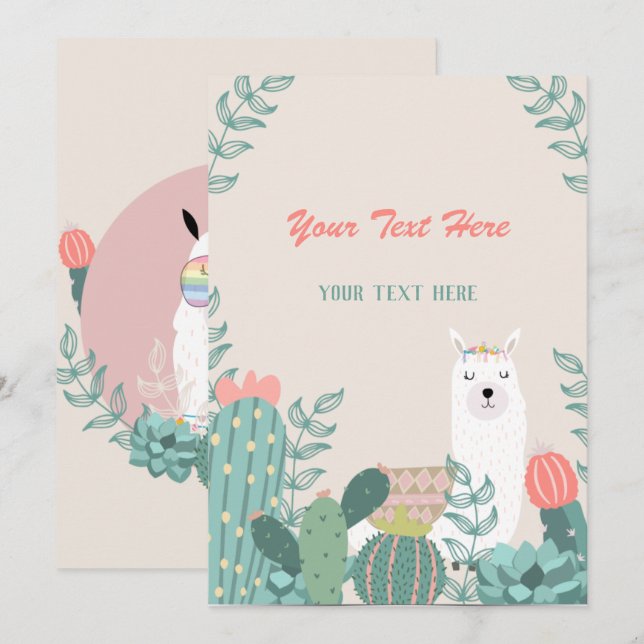 Llama Any Event  Invitation (Front/Back)