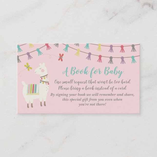 Llama Apportez Une Carte Baby shower Livre Rose (Devant)
