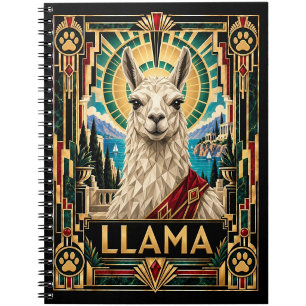 Llama, Art Deco Wildlife Notebook