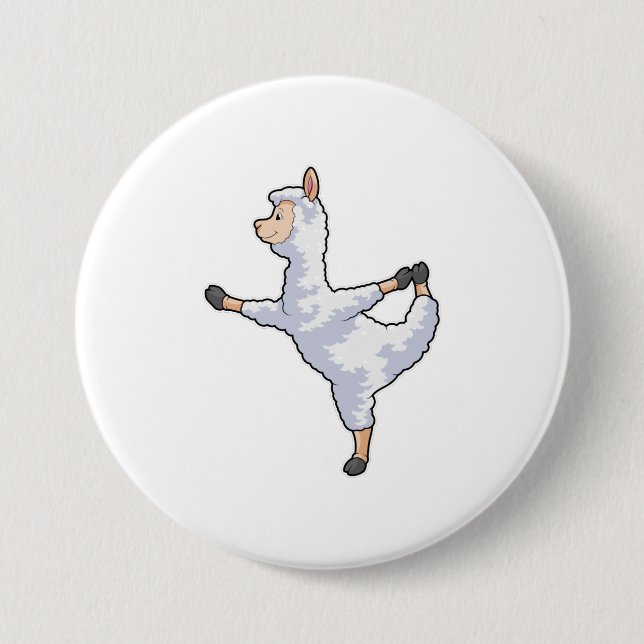 Llama at Yoga Fitness 3 Inch Round Button (Front)