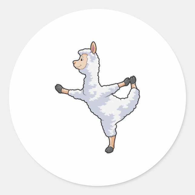 Llama at Yoga Fitness Classic Round Sticker (Front)