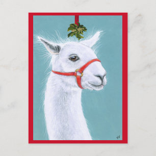 Llama avec Mistletoe Christmas Carte postale de No