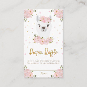 Llama Baby Shower Blush Pink Floral Diaper Raffle Enclosure Card