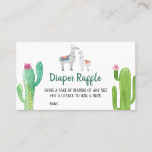 Llama Baby Shower Diaper Raffle Business Card