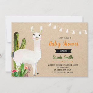 Llama baby shower fiesta invitation