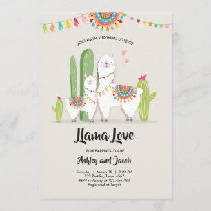 Llama baby shower invitation Llama Love Fiesta