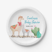 llama baby shower paper plates