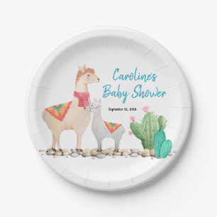 llama baby shower paper plates