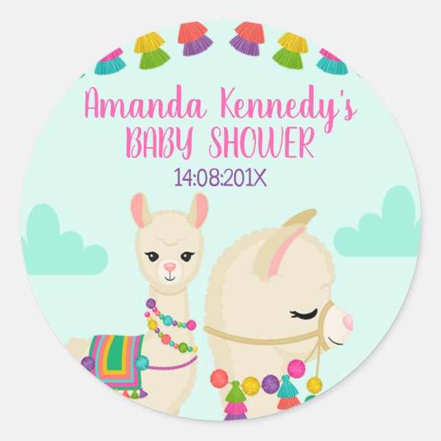LLama Baby Shower Sticker (Front)