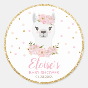 Llama Baby Shower Thank You Party Favour Classic Round Sticker