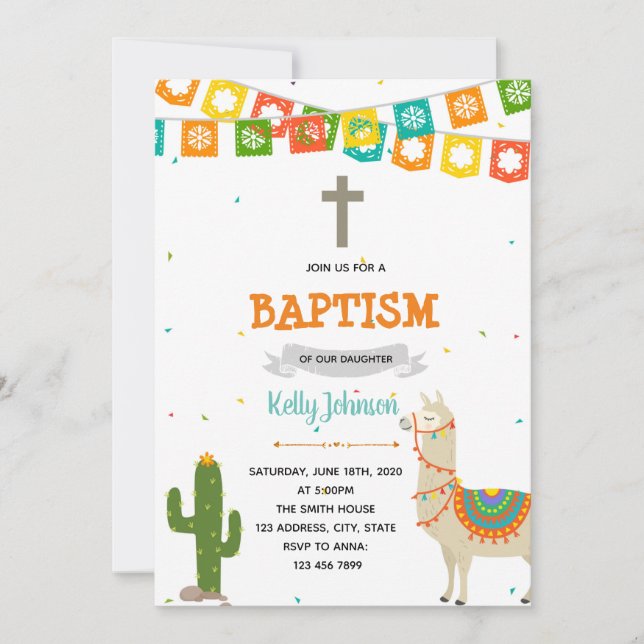 Llama baptism Invitation (Devant)