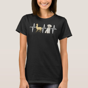 Llama Bichons Frise Heartbeat Dog T-Shirt