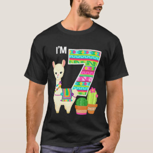 Llama Birthday Im 7 Farm Llama Theme 7th Birthday T-Shirt