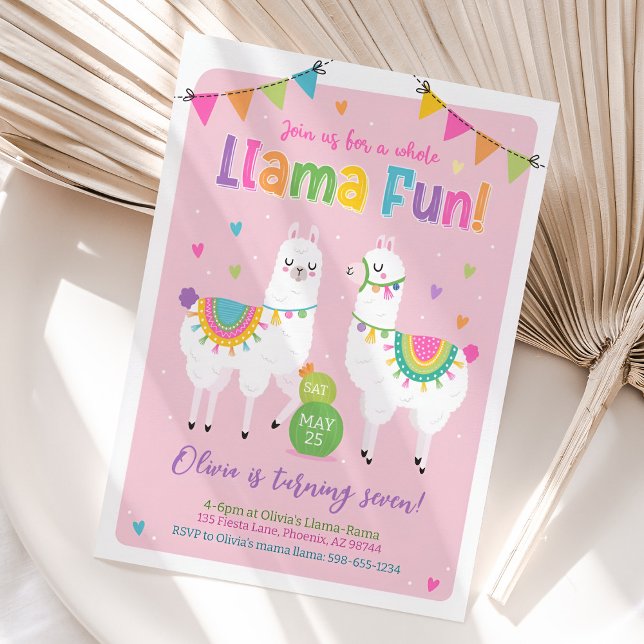 Llama Birthday Invitation, Llama Fiesta Invite (Llama Birthday Invitation)