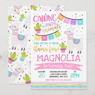 Llama Birthday Invitation Whole Llama Fun Party