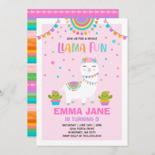 Llama Birthday Invitation Whole Llama Fun Party