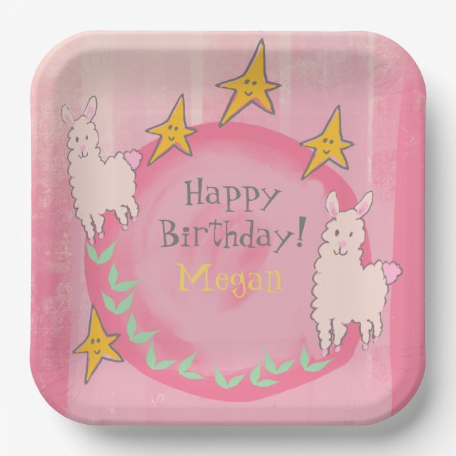 🦙 LLAMA BIRTHDAY  PAPER PLATE (Front)