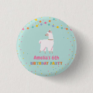 Llama Birthday Party 1 Inch Round Button
