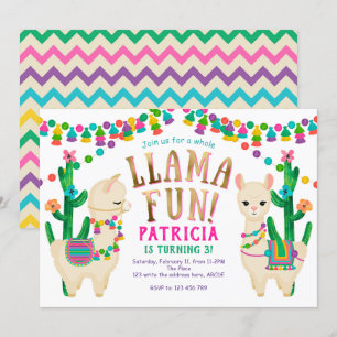 Llama birthday party invitation