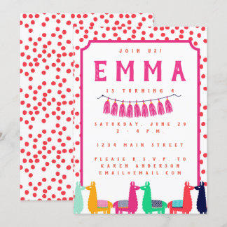 Llama Birthday Party Invitation