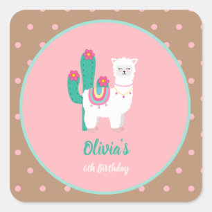 Llama Birthday Stickers