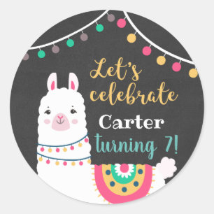 Llama birthday stickers