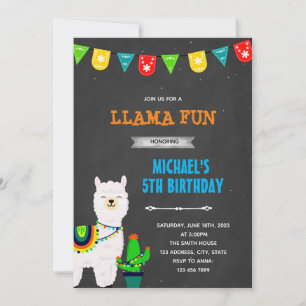 Llama boy fiesta party invitation