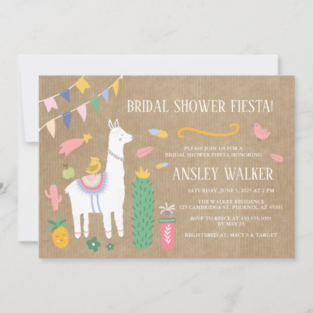 Llama Bridal Shower Fiesta Invitation (Front)