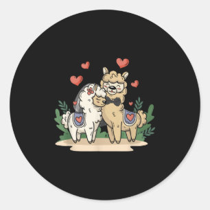 Llama Bride And Groom Wedding Art Matching Couple  Classic Round Sticker