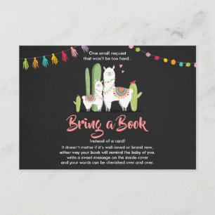 Llama Bring a book Baby shower Fiesta Cactus Enclosure Card