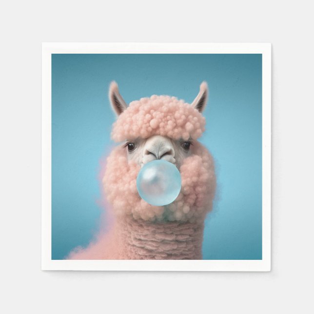 Llama Bubblegum Funny Napkin (Front)