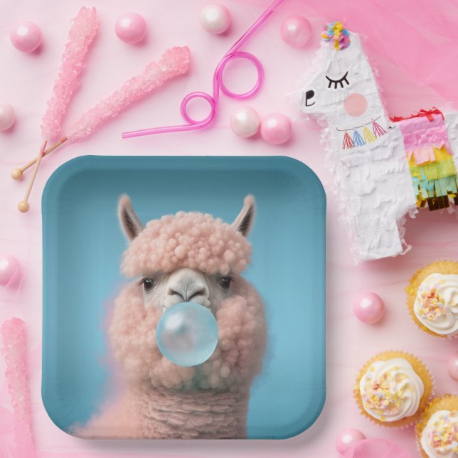 Llama Bubblegum Funny Paper Plate (Party)