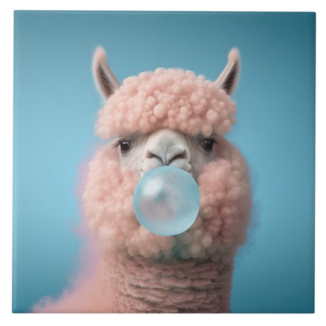 Llama Bubblegum Funny Tile (Front)