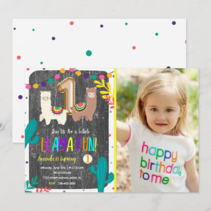 Llama Cactus Enfant 1er anniversaire Invitation