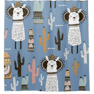 Llama, Cactus, Hand-Drawn Elements Pattern.