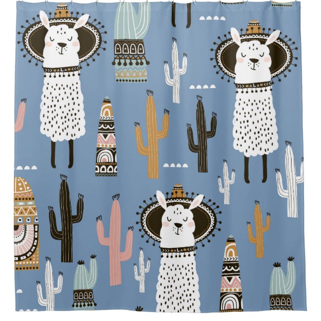 Llama, Cactus, Hand-Drawn Elements Pattern. (Front)