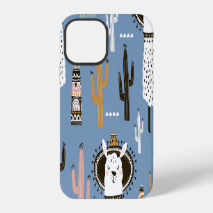 Llama, Cactus, Hand-Drawn Elements Pattern. iPhone 12 Case