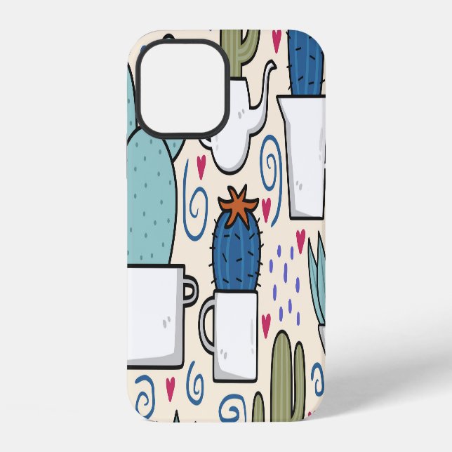 Llama Cactus: Hand-Drawn Seamless Design iPhone Case (Back)