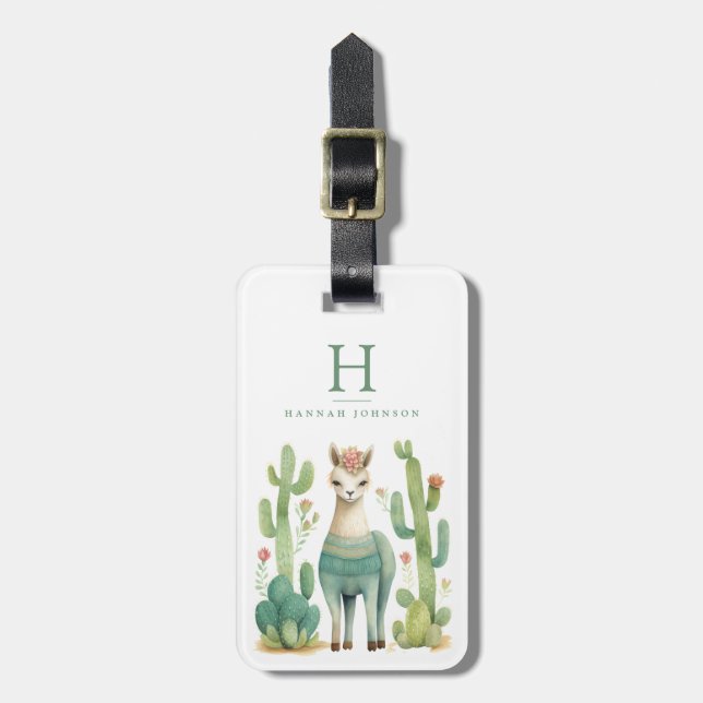 Llama Cactus Luggage Tags (Front Vertical)