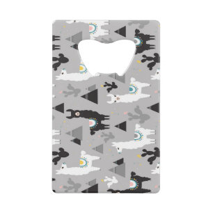 Llama cactus mountains, seamless pattern. credit card bottle opener