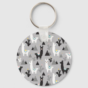 Llama cactus mountains, seamless pattern. keychain