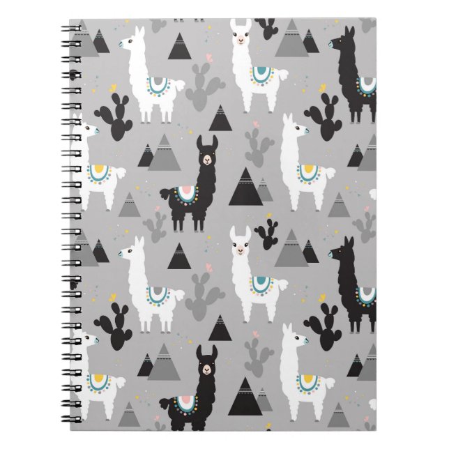 Llama cactus mountains, seamless pattern. notebook (Front)