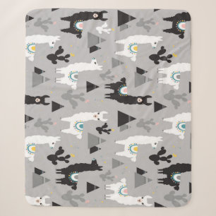 Llama cactus mountains, seamless pattern. sherpa blanket
