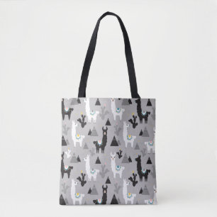 Llama cactus mountains, seamless pattern. tote bag