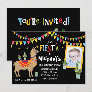 llama Cactus photo personalized birthday party Invitation