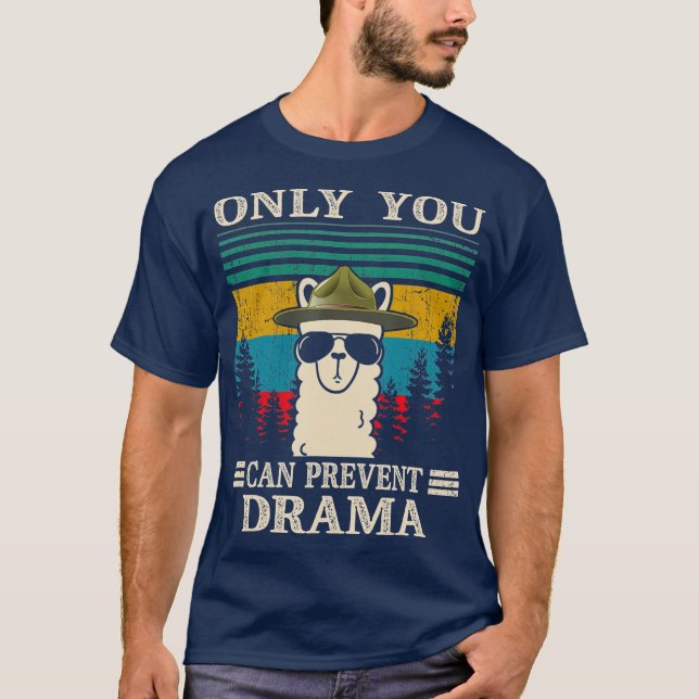 Llama Camping Only You Can Prevent Drama Gifts T-Shirt (Front)