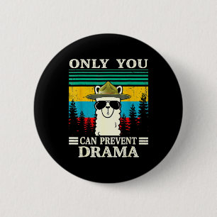 Llama Camping Only You Can Prevent Drama Vintage C 2 Inch Round Button